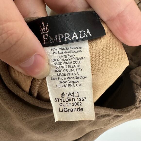 Vintage Y2K Emprada Brown Strappy Faux Suede Mini Dress Size Large - Picture 8 of 8